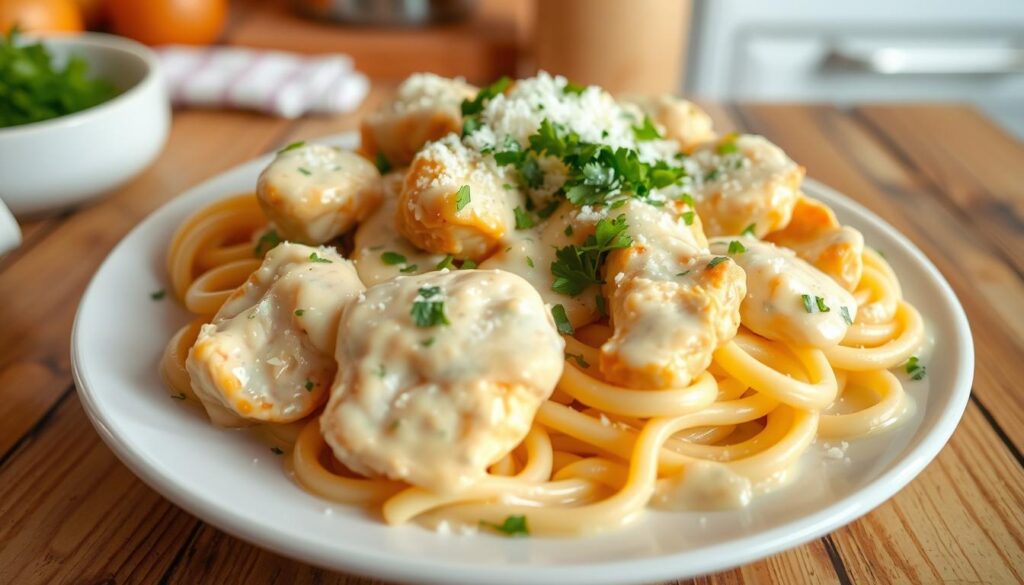 Tender chicken alfredo