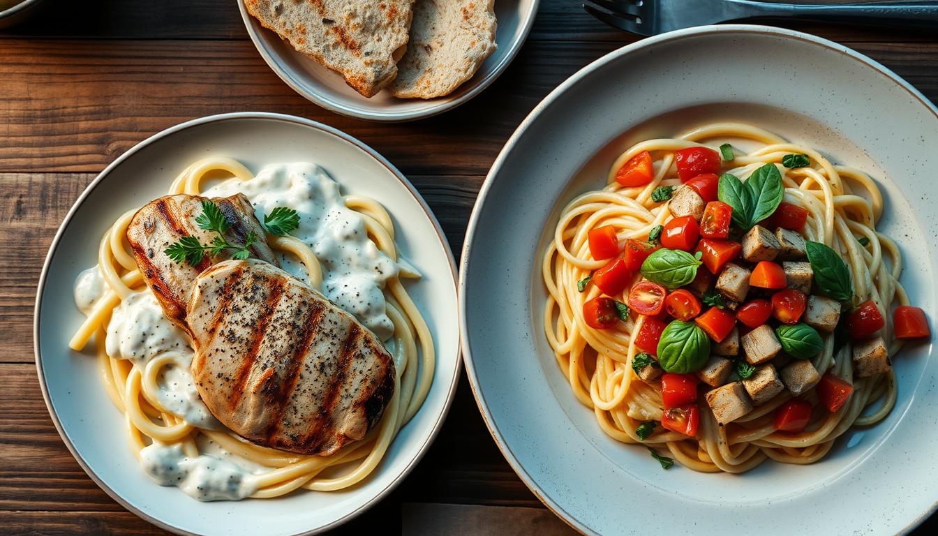 What is the difference between chicken alfredo and chicken fettuccine?