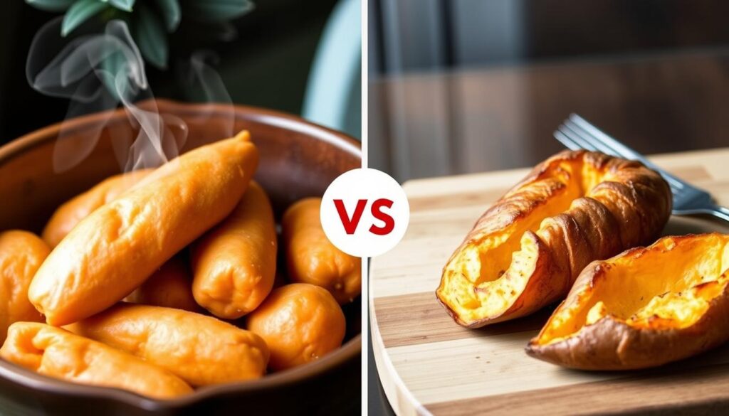 boiled sweet potatoes vs baked sweet potatoes