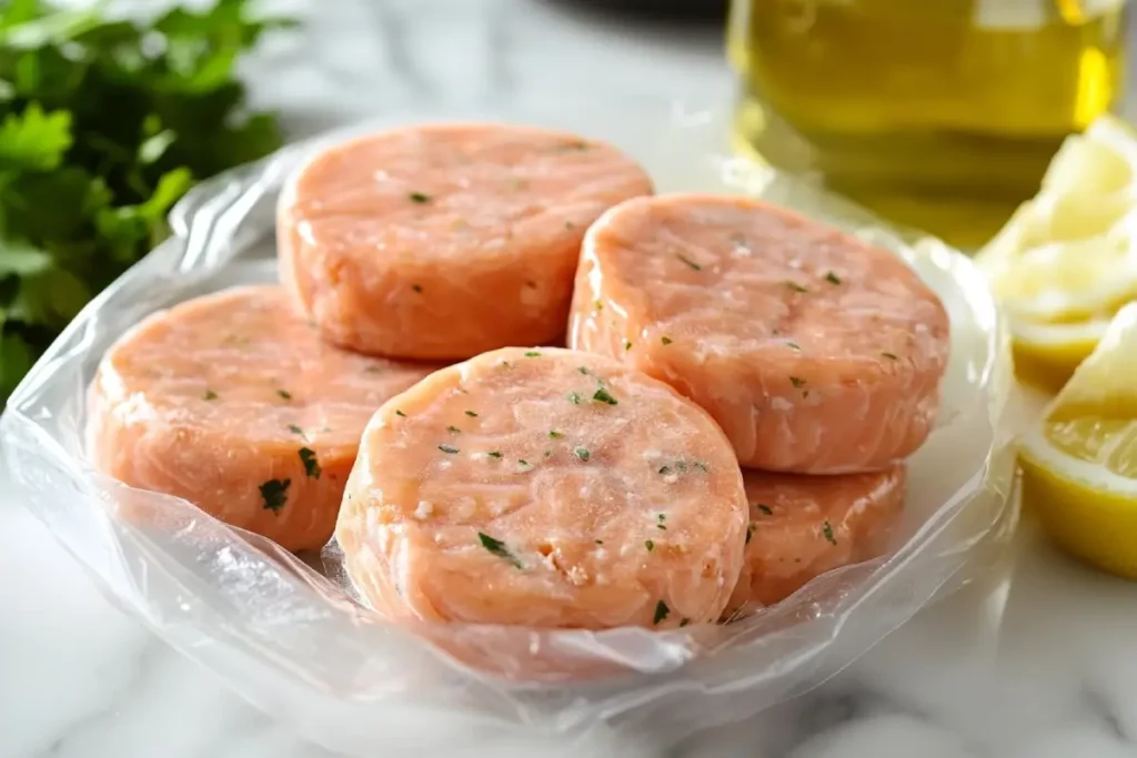 Frozen salmon patties