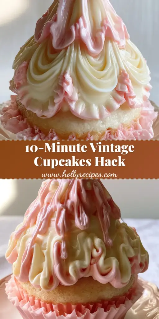 A close-up of a vintage-style cupcake with glossy pink ruffles and a maraschino cherry on top. (cupcakes)