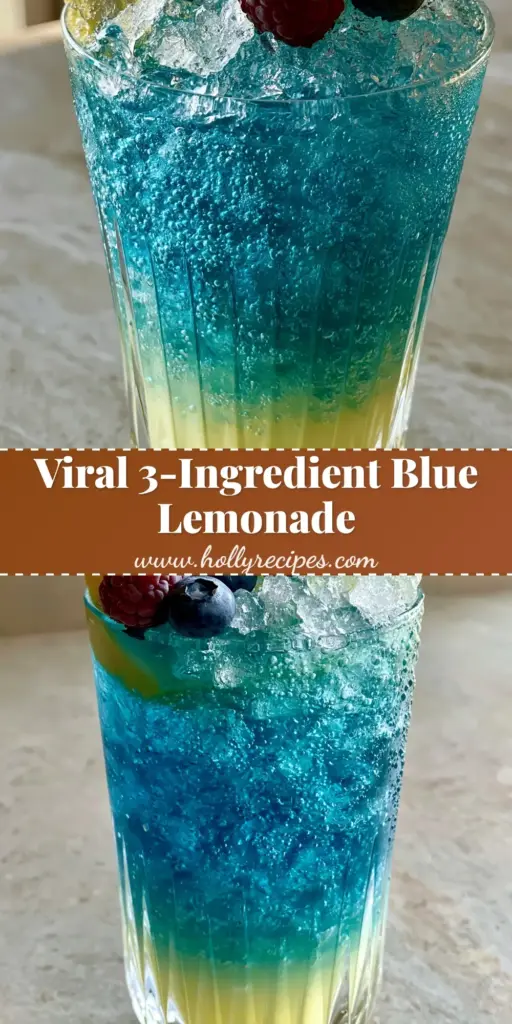 Blue Raspberry Lemonade Recipe: A Naturally Electric Summer Refreshment 3 A tall elegant ribbed crystal glass filled with a layered vibrant blue raspberry lemonade with crushed ice and fresh berries. (blue raspberry lemonade)
