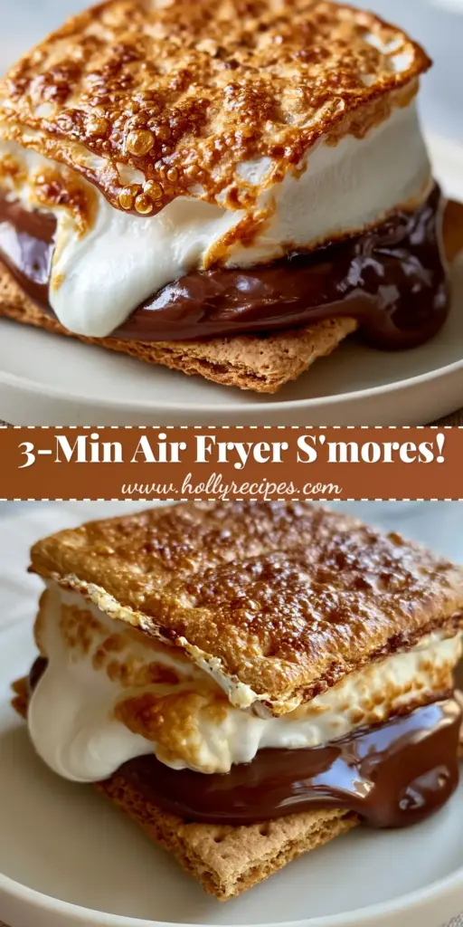 A perfectly constructed air-fried s'more with a caramelized jumbo marshmallow and glossy melting chocolate. (s'mores hacks)