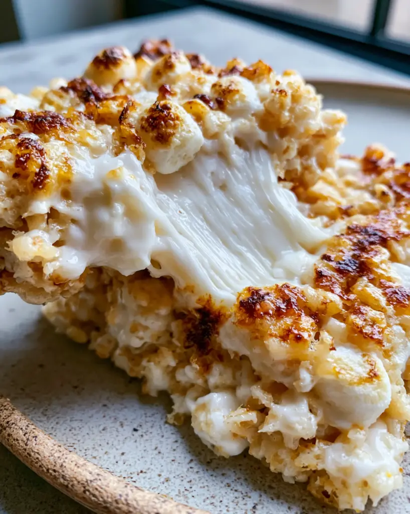 Rice Krispie Treats Recipe: The Ultimate Brown Butter & Gooey Marshmallow Guide 1 Gourmet thick-cut rice krispie treats plated on a rustic ceramic dish under natural afternoon light.