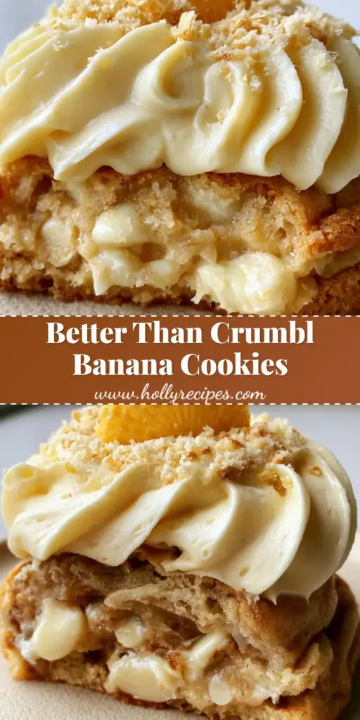 A stack of thick, soft-baked banana pudding cookies with pale yellow frosting and Nilla wafer garnishes. (banana pudding cookies)