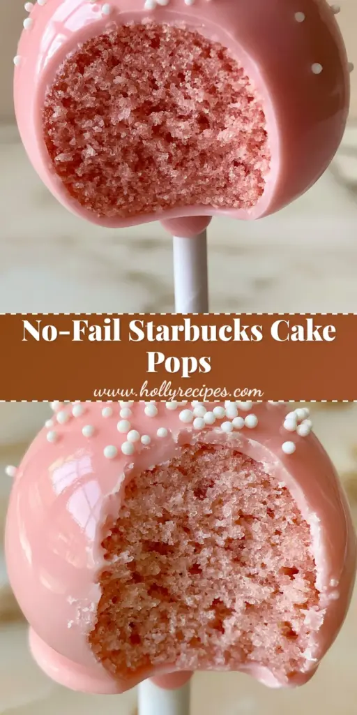 A handheld photo of a pink vanilla cake pop with a glossy shell and white sprinkles. (cake pop flavors)