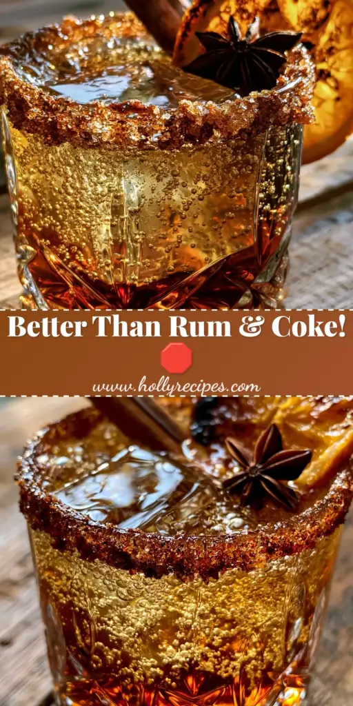 Spiced Rum Cocktails with Smoked Cinnamon and Sparkling Apple Cider 4 A luxurious spiced rum cocktail with a smoking cinnamon stick and a thick caramelized sugar rim on a rustic wooden table. (spiced rum cocktails)